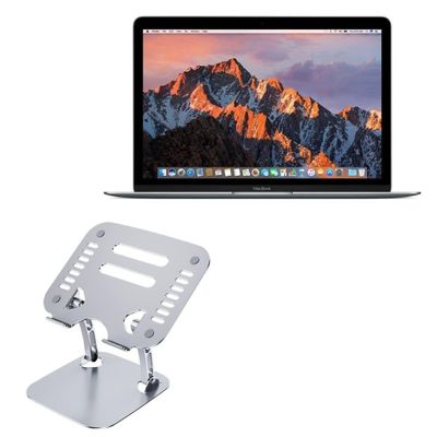 BoxWave Stand and Mount Compatible with Apple MacBook 12" (Retina 2016) - Executive VersaView Laptop Stand, Ergonomic Adjustable Viewing Angle Metallic Riser - Metallic Silver