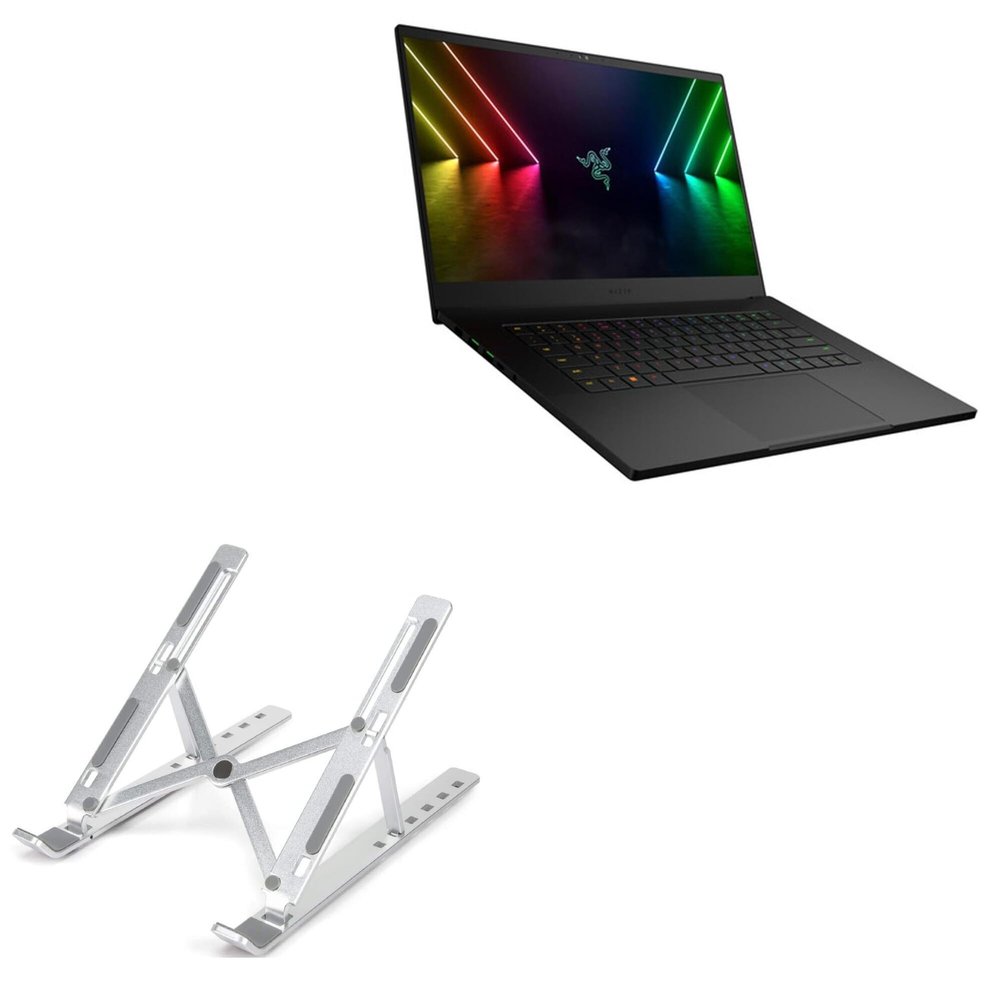BoxWave Stand and Mount Compatible with Razer Blade 15 RTX 3070 Ti (Full HD 360Hz) - Compact QuickSwitch Stand, Portable Multi Angle Viewing Foldable Riser - Metallic Silver
