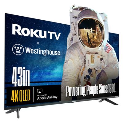 Westinghouse Roku TV - 43 Inch Smart TV, 4K UHD QLED Television w/HDR 10+, Dolby Vision, Wi-Fi & Mobile App Connectivity, Flat Screen Compatible w/Apple HomeKit, Alexa, & Google Assistant