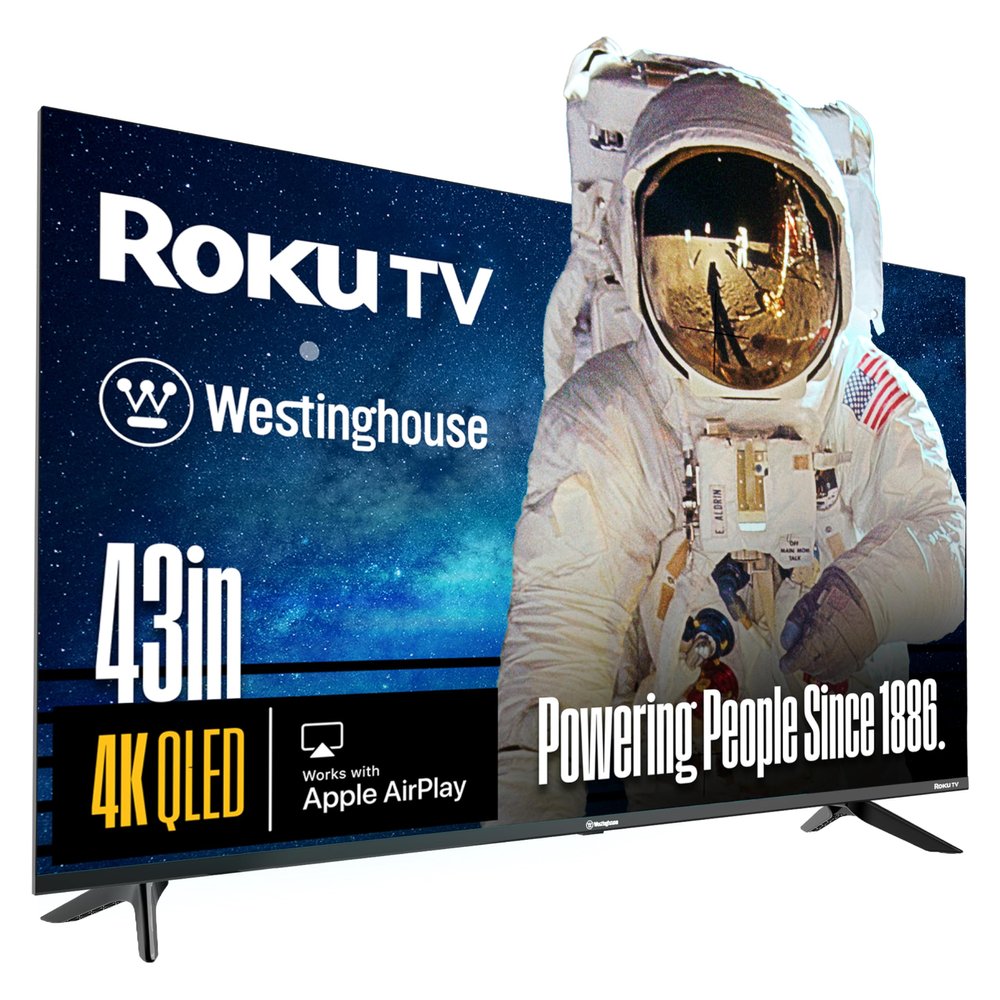Westinghouse Roku TV - 43 Inch Smart TV, 4K UHD QLED Television w/HDR 10+, Dolby Vision, Wi-Fi & Mobile App Connectivity, Flat Screen Compatible w/Apple HomeKit, Alexa, & Google Assistant