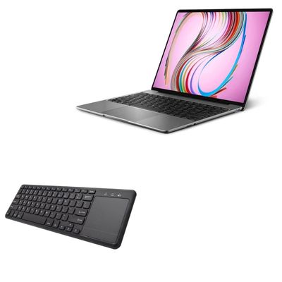 BoxWave Keyboard Compatible with Chuwi GemiBook - MediaOne Keyboard with TouchPad, USB Fullsize PC Wireless TrackPad - Jet Black