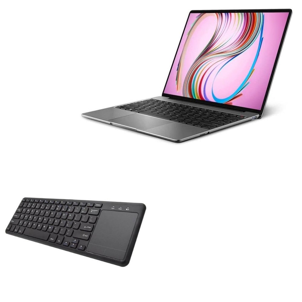 BoxWave Keyboard Compatible with Chuwi GemiBook - MediaOne Keyboard with TouchPad, USB Fullsize PC Wireless TrackPad - Jet Black