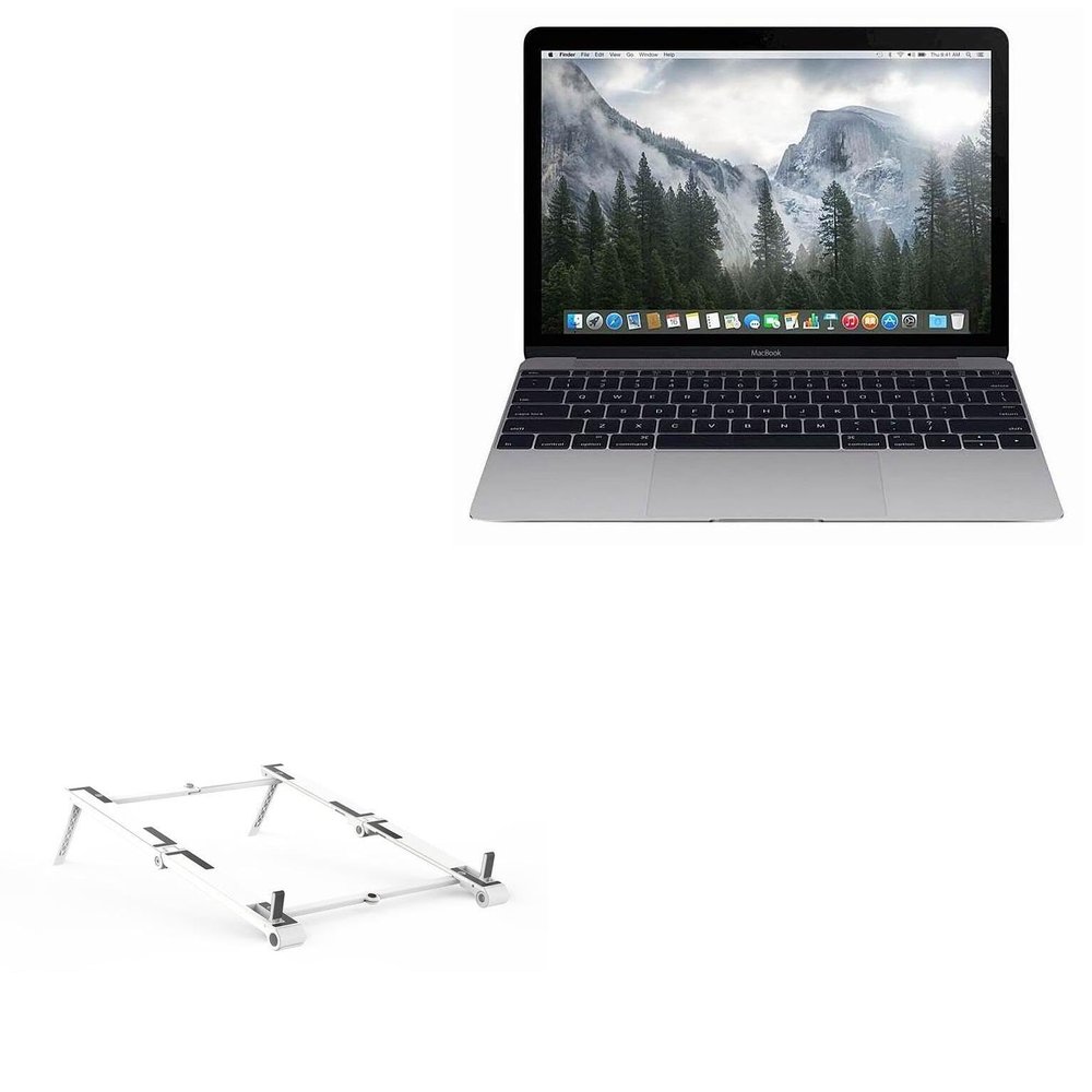 BoxWave Stand and Mount Compatible with Apple MacBook 12" (Retina 2015) - Pocket Aluminum Stand 3-in-1, Portable Multi Angle Viewing Riser - Metallic Silver