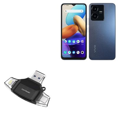 BoxWave Smart Gadget Compatible with vivo Y22s - AllReader SD Card Reader, microSD Card Reader SD Compact USB - Jet Black