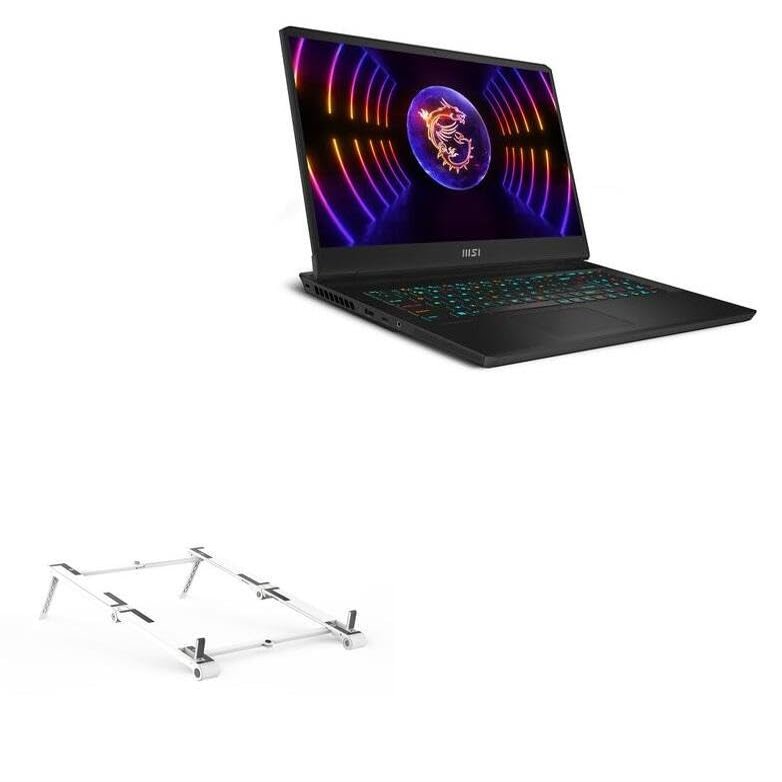 BoxWave Stand and Mount Compatible with MSI Vector GP77 - Pocket Aluminum Stand 3-in-1, Portable Multi Angle Viewing Riser - Metallic Silver