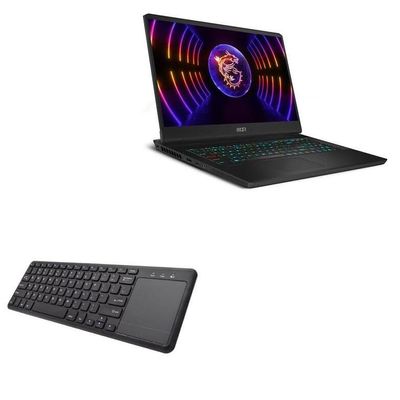 BoxWave Keyboard Compatible with MSI Vector GP77 - MediaOne Keyboard with TouchPad, USB Fullsize PC Wireless TrackPad - Jet Black