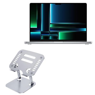 BoxWave Stand and Mount Compatible with Apple MacBook Pro 16" (2023) - Executive VersaView Laptop Stand, Ergonomic Adjustable Viewing Angle Metallic Riser - Metallic Silver