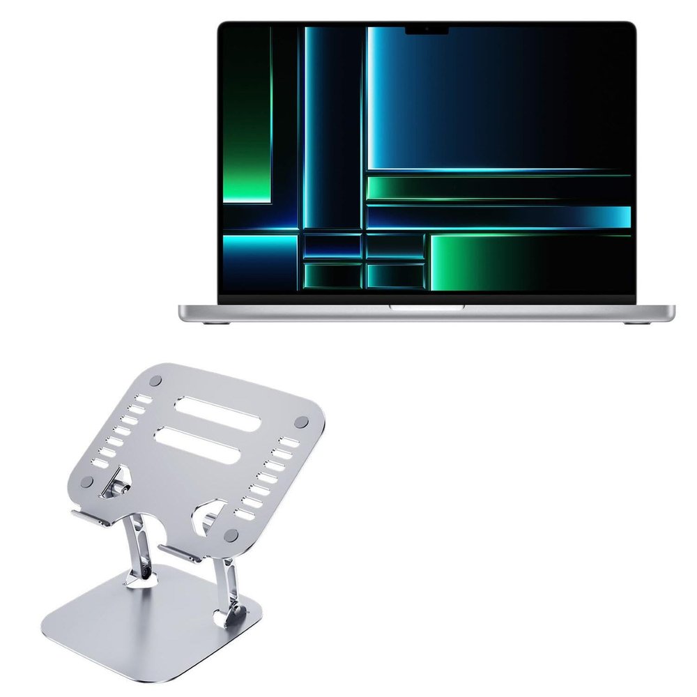 BoxWave Stand and Mount Compatible with Apple MacBook Pro 16" (2023) - Executive VersaView Laptop Stand, Ergonomic Adjustable Viewing Angle Metallic Riser - Metallic Silver