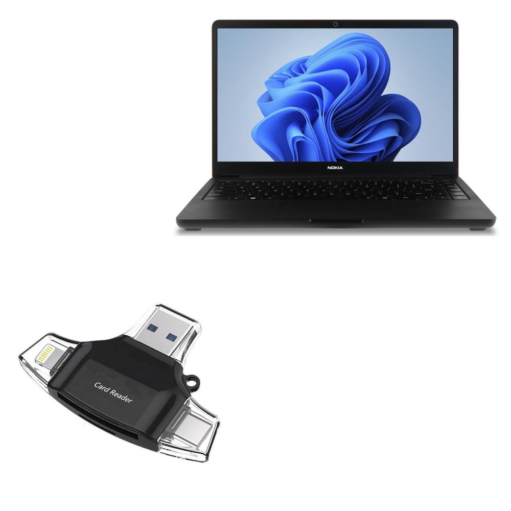 BoxWave Smart Gadget Compatible with Nokia PureBook Lite (14.1") - AllReader SD Card Reader, microSD Card Reader SD Compact USB - Jet Black