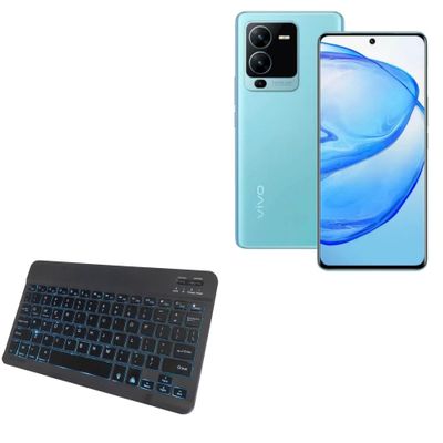 BoxWave Keyboard Compatible with vivo V25 Pro - SlimKeys Bluetooth Keyboard - with Backlight, Portable Slim LED 7 Colors - Jet Black