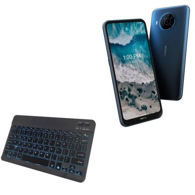 BoxWave Keyboard Compatible with Nokia X100 5G - SlimKeys Bluetooth Keyboard - with Backlight, Portable Slim LED 7 Colors - Jet Black