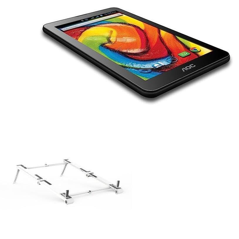 BoxWave Stand and Mount Compatible with AOC D70V50G - Pocket Aluminum Stand 3-in-1, Portable Multi Angle Viewing Riser - Metallic Silver