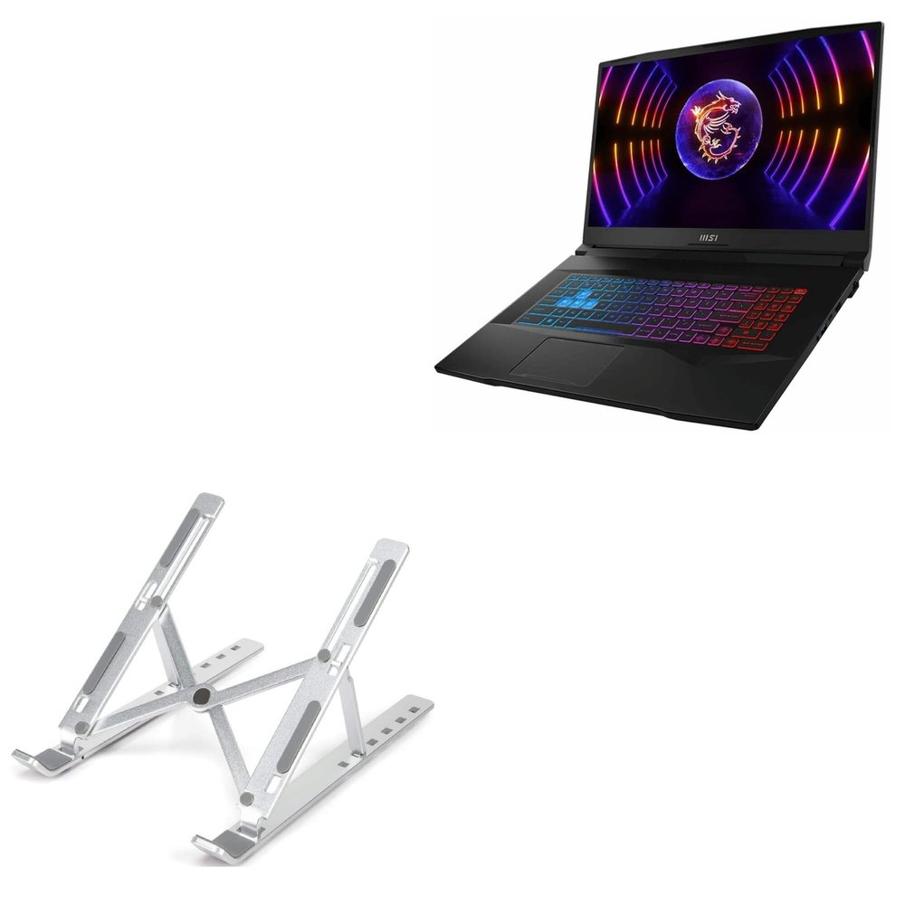 BoxWave Stand and Mount Compatible with MSI Pulse 17 - Compact QuickSwitch Stand, Portable Multi Angle Viewing Foldable Riser - Metallic Silver