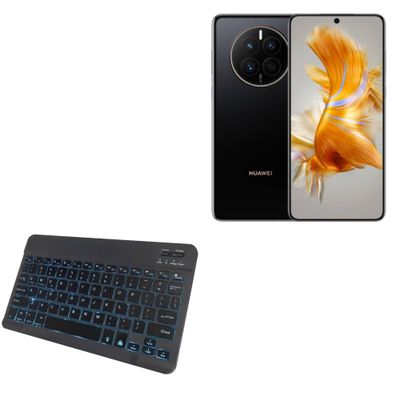BoxWave Keyboard Compatible with Huawei Mate 50E - SlimKeys Bluetooth Keyboard - with Backlight, Portable Slim LED 7 Colors - Jet Black