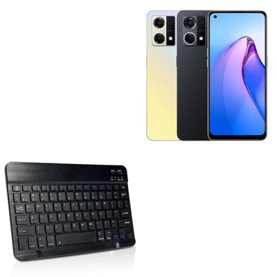 BoxWave Keyboard Compatible with Oppo Reno8 4G - SlimKeys Bluetooth Keyboard, Portable Thin with Chiclet-Style Keys - Jet Black
