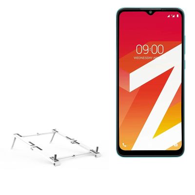 BoxWave Stand and Mount Compatible with Lava Z2 - Pocket Aluminum Stand 3-in-1, Portable Multi Angle Viewing Riser - Metallic Silver