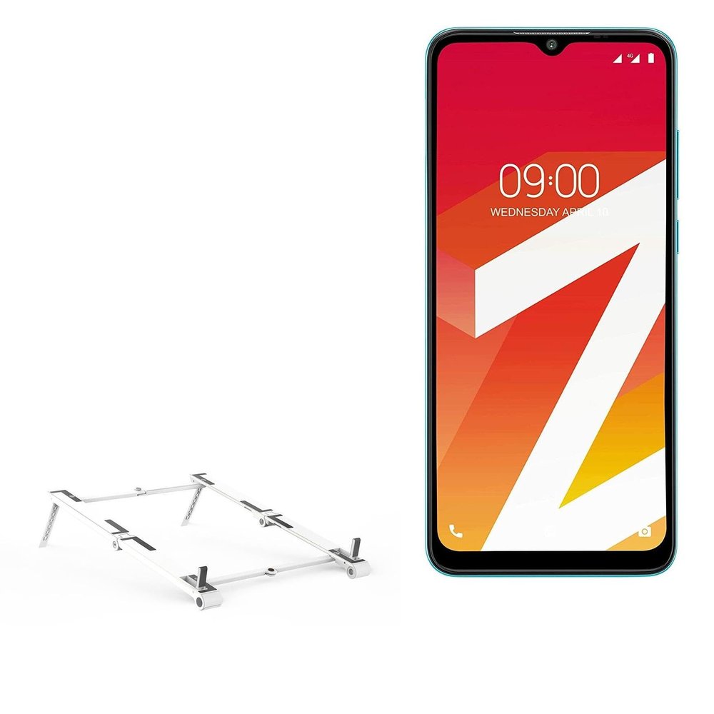 BoxWave Stand and Mount Compatible with Lava Z2 - Pocket Aluminum Stand 3-in-1, Portable Multi Angle Viewing Riser - Metallic Silver