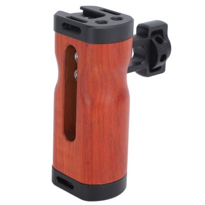 Camera Cage Wooden Handle, Universal Camera Cage Left Right Comfortable Grip 1/4 Inch Screw Hole, Sliding Structure Handle