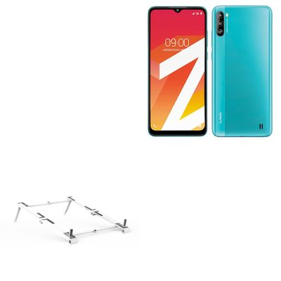 BoxWave Stand and Mount Compatible with Lava Z2s - Pocket Aluminum Stand 3-in-1, Portable Multi Angle Viewing Riser - Metallic Silver