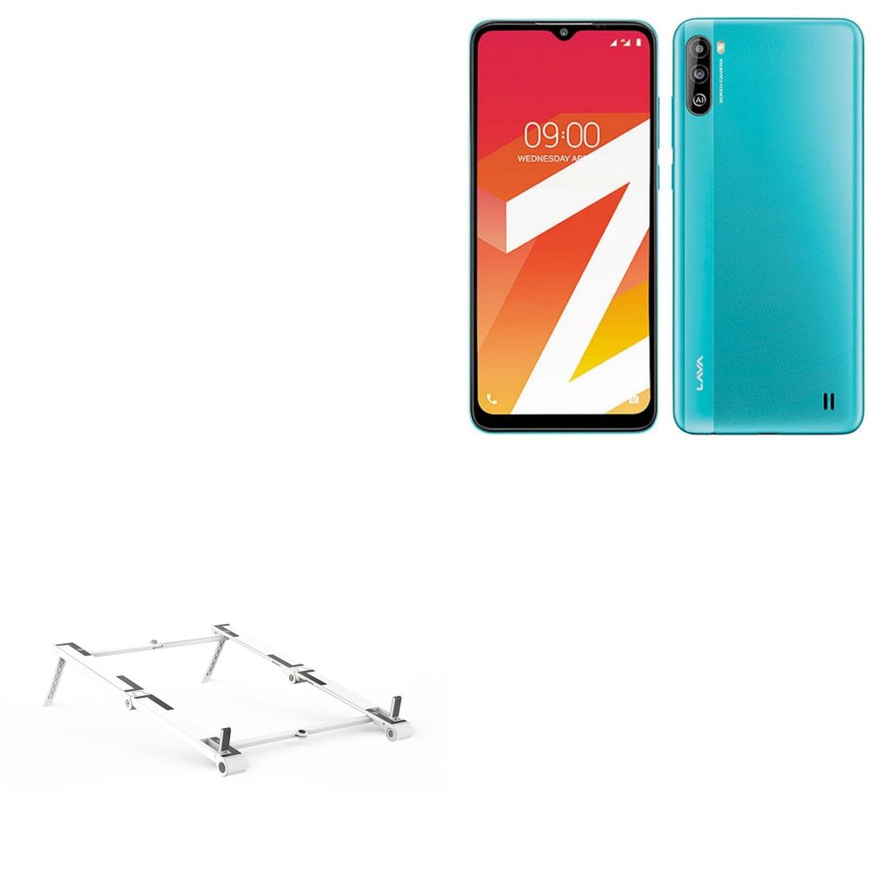 BoxWave Stand and Mount Compatible with Lava Z2s - Pocket Aluminum Stand 3-in-1, Portable Multi Angle Viewing Riser - Metallic Silver