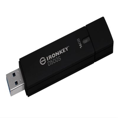Kingston Ironkey D500S 16GB Encrypted Flash Drive | Dual Hidden Partition | FIPS 140-3 Level 3 | XTS-AES 256-bit | BadUSB and Brute Force Protection | Multi-Pin Option | IKD500S/16GB,Black