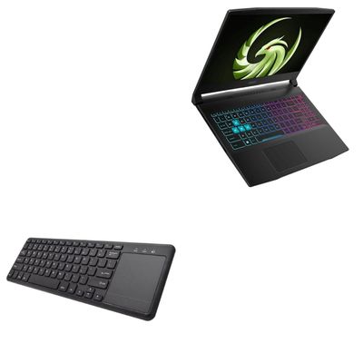 BoxWave Keyboard Compatible with MSI Bravo 15 C7V - MediaOne Keyboard with TouchPad, USB Fullsize PC Wireless TrackPad - Jet Black