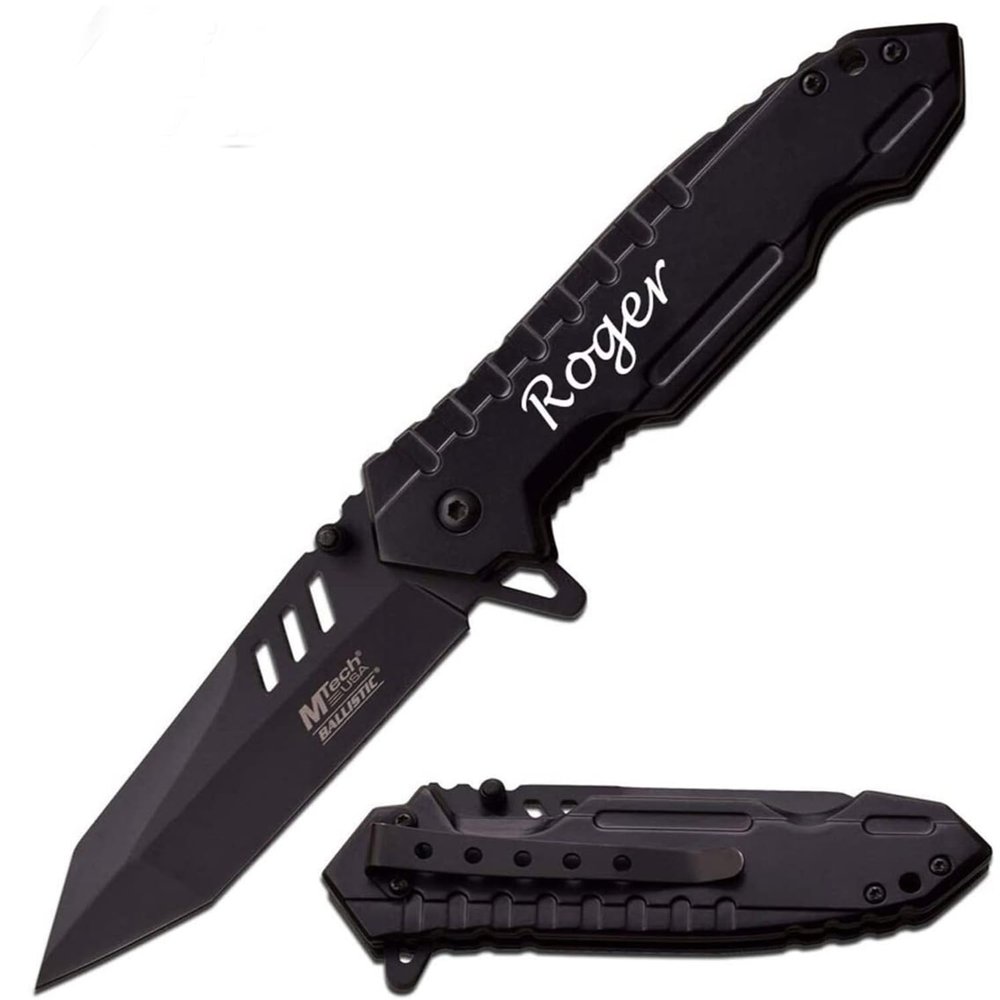 GIFTS INFINITY Custom Personalized Metal Pocket Knife with Engraving Stainless Steel Everyday Carry Knife, Gift for Groomsmen, Husband, Anniversary, Birthday & Special Occasions (Black)