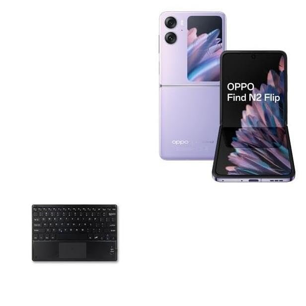 BoxWave Keyboard Compatible with Oppo Find N2 - SlimKeys Bluetooth Keyboard with Trackpad, Portable Slim TouchPad - Jet Black