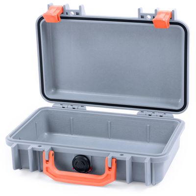ColorCase Pelican Protector 1170 Case Silver - Small Size Waterproof Case (Case Only) - Orange Latches