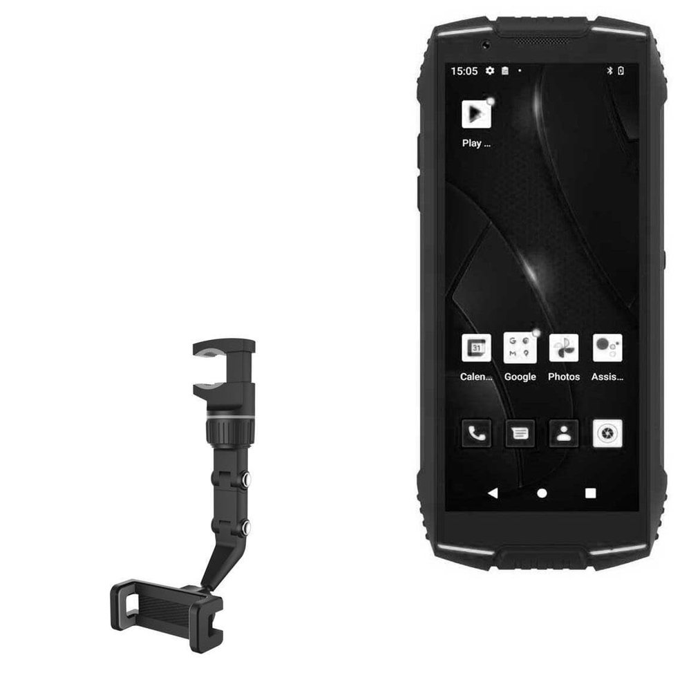 BoxWave Car Mount Compatible with Cubot Kingkong Mini 3 - Rearview Mirror Car Mount, Rear View Mirror Adjustable GPS Car Mount - Jet Black