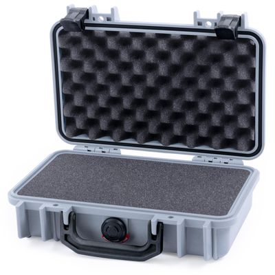 ColorCase Pelican Protector 1170 Case Silver - Small Size Waterproof Case with Pick & Pluck Foam & Convoluted Lid Foam - Black Latches