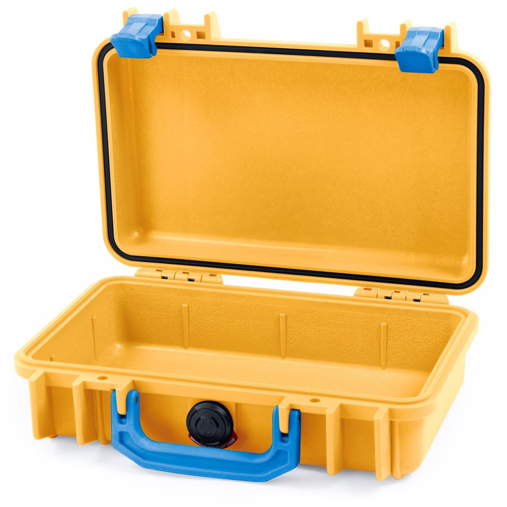 ColorCase Pelican Protector 1170 Case Yellow - Small Size Waterproof Case (Case Only) - Blue Latches