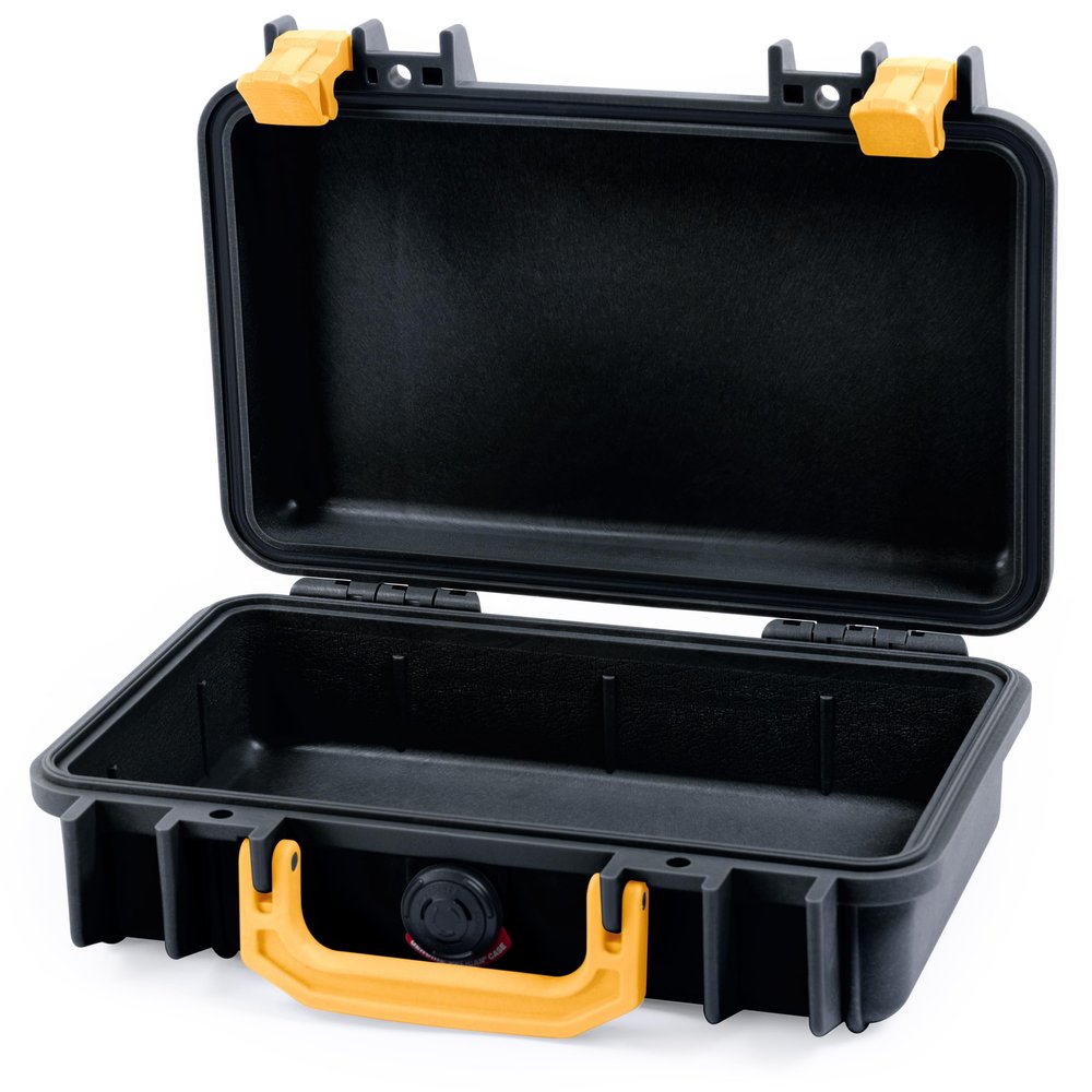 ColorCase Pelican Protector 1170 Case Black - Small Size Waterproof Case (Case Only) - Yellow Latches