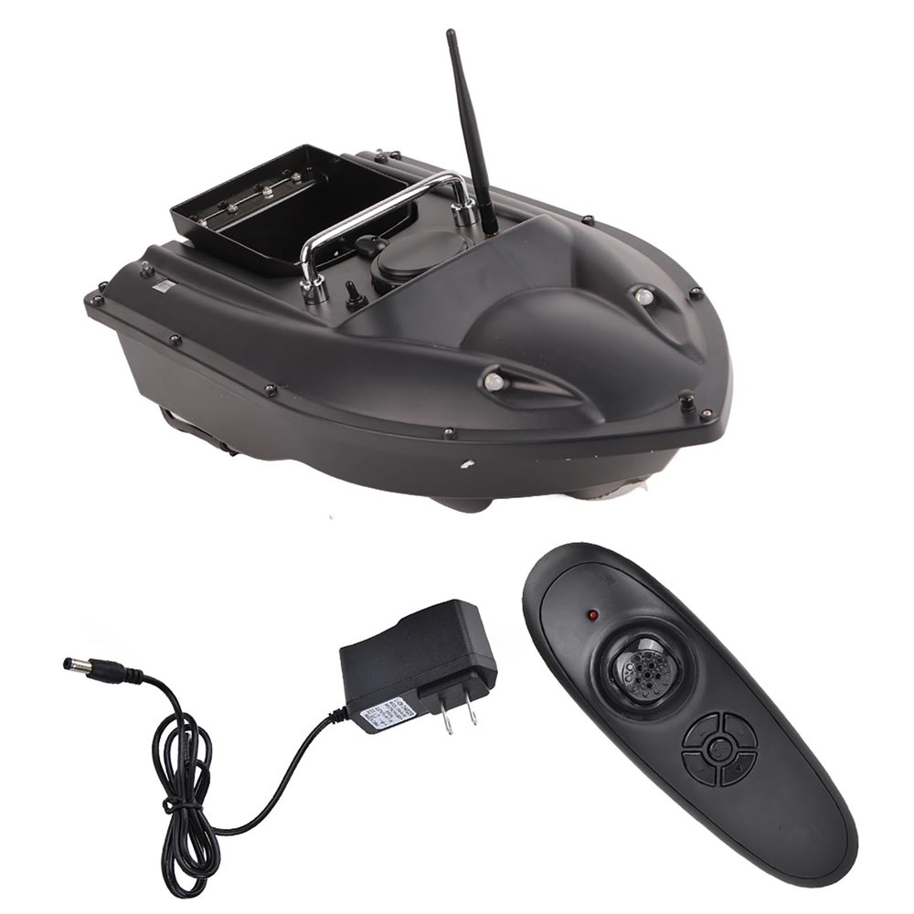 Airshi ABSStainless Steel RC Fish Lure Boat, 3H Standby Time Fish Bait Boat Finder, for Wild Fishing Pool Lake Sea Fishing (Black)