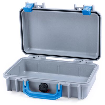 ColorCase Pelican Protector 1170 Case Silver - Small Size Waterproof Case (Case Only) - Blue Latches