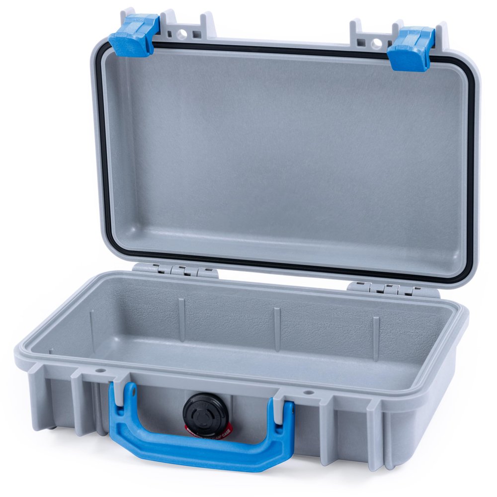 ColorCase Pelican Protector 1170 Case Silver - Small Size Waterproof Case (Case Only) - Blue Latches