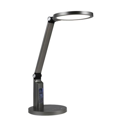HYQFSAD 4000K Warm White Light Desk Lamp LED Gooseneck Clamp Light, Workbench Lighting for Home Office, Built-in Clock, Calendar and Automatic Timing Reading Desk Lamp (Color : Black)