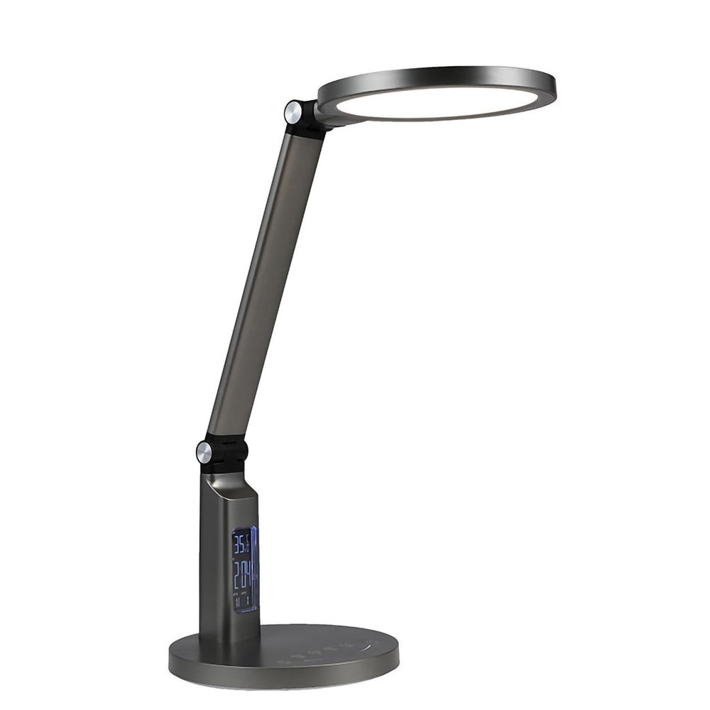 HYQFSAD 4000K Warm White Light Desk Lamp LED Gooseneck Clamp Light, Workbench Lighting for Home Office, Built-in Clock, Calendar and Automatic Timing Reading Desk Lamp (Color : Black)