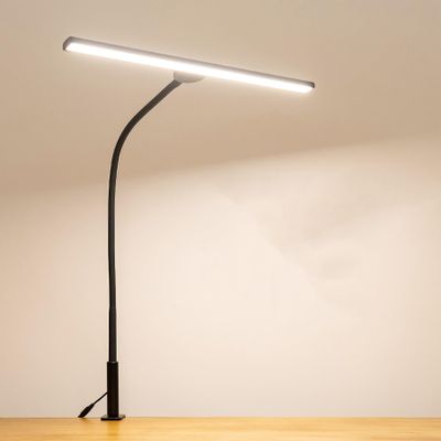 HYQFSAD LED Computer Work Light for Home Office, 3000K-6000K Colour Temperature Brightness Adjustable with Adjustable Swing Arms and Dimmable Touch Control LED Desk Light (Color : Black, Size : 18W)