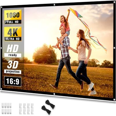 72 and 100 inch Projection Screen 16:9 Foldable Anti-Crease Foldable and Portable Projector Movies Screens for Home Theater Outdoor Indoor Support Double Sided Projection