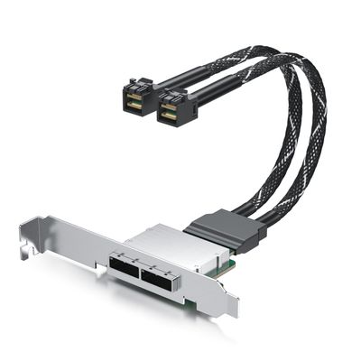 10GTEK MiniSAS HD SFF-8643 to SFF-8088 Dual-Channel Adapter Cable, 12Gbps/6Gbps SAS 3.0/2.0, 30AWG for HBA/Backplane & Legacy Storage, 0.3m/0.98ft