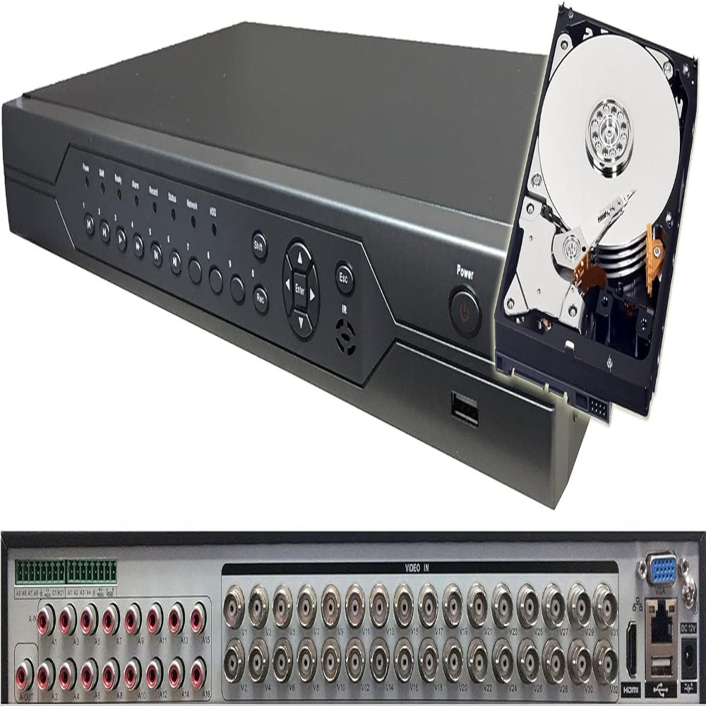 Sikker Standalone 32 Channel CCTV DVR with 8TB Hard Drive pre-Installed Support 5MP/1080P AHD/TVI/960H Analog Camera Home/Business Surveillance Security System Video Recorder 20+ Days Constant Record