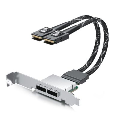 10Gtek MiniSAS SFF-8087 to SFF-8088 Dual-Channel Adapter Cable, 6Gbps SAS 2.0, 30AWG for Server/Storage Expansion & JBOD Backplanes, 0.3m/0.98ft
