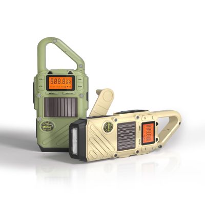 Walkie Talkies for Adults Rechargeable, FM/NOAA Emergency Radios with Weather Alerts, LED Flashlight & SOS Alarm, Solar Powered Hand Crank(GreenWhite)