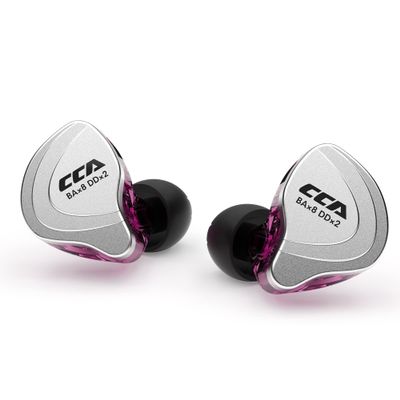 CCA C10 Wired Headphone, 4BA+1DD Hybrid HiFi in Ear Earbuds Monitor, Sports Stereo Noise Cancelling IEM Headphone with Detachable Cable for Singers (No Microphone, Purple)