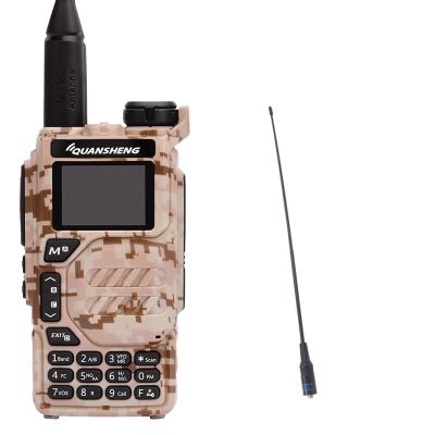 UV-K5 Walkie Talkie 5W Dual Band UHF VHF USB-C Charger Two Way Radio DTMF FM Scrambler NOAA Wireless Frequency Copy Ham Radio Handheld Long Range Desert Camo with 771 Antenna