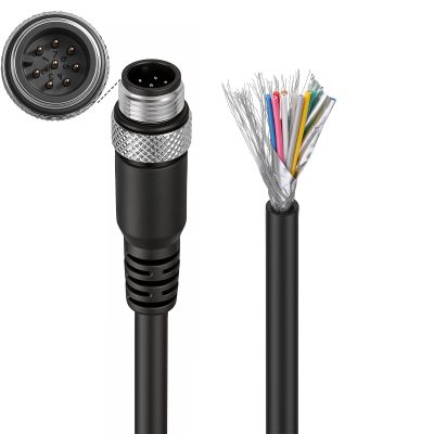 ZBLZGP M12 A Coded 8 Pin Male to Flying Leads Aviation Waterproof Connector Cable for Automation Profibus I/O Fieldbus Module Device Network 2M/6.6FT