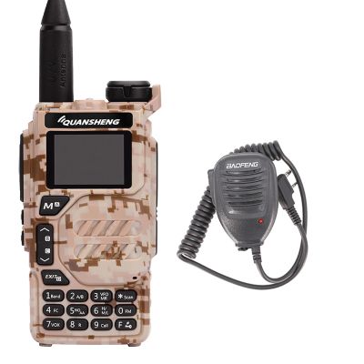 UV-K5 Walkie Talkie 5W Dual Band UHF VHF USB-C Charger Two Way Radio DTMF FM Scrambler NOAA Wireless Frequency Copy Ham Radio Handheld Long Range Desert Camo with Microphone