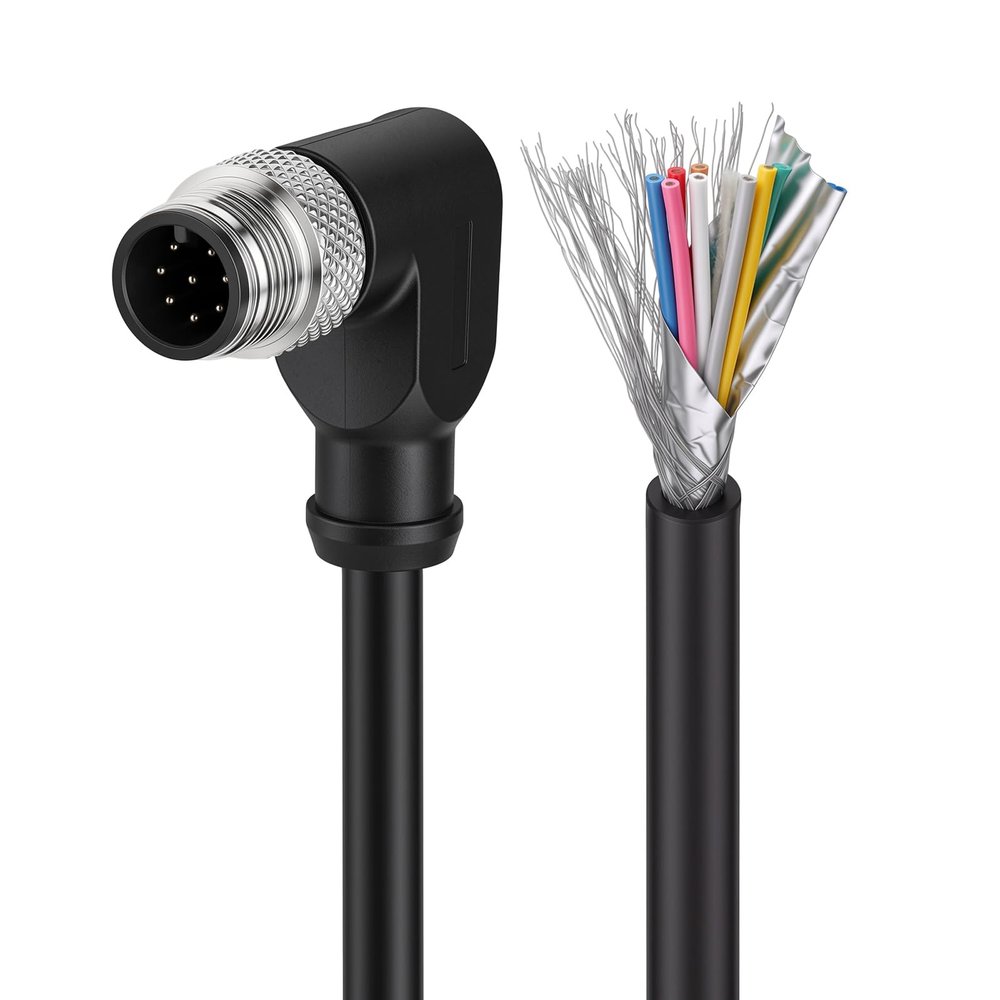 ZBLZGP M12 A-Code Elbow 8 Pin Male Signal Industrial Sensor Cable 24AWG for Automation Profibus IO Link 1M/3.3FT