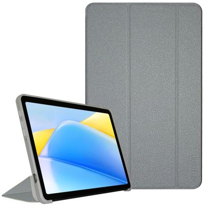 AIJAKO Case for TECLAST P40S/TECLAST New P40HD 2023/TECLAST New M40 Plus 2023, Ultra Slim PU Leather Folding Protective Cover Case with Auto Wake/Sleep Trifold Stand Soft TPU Back Shell, Silver